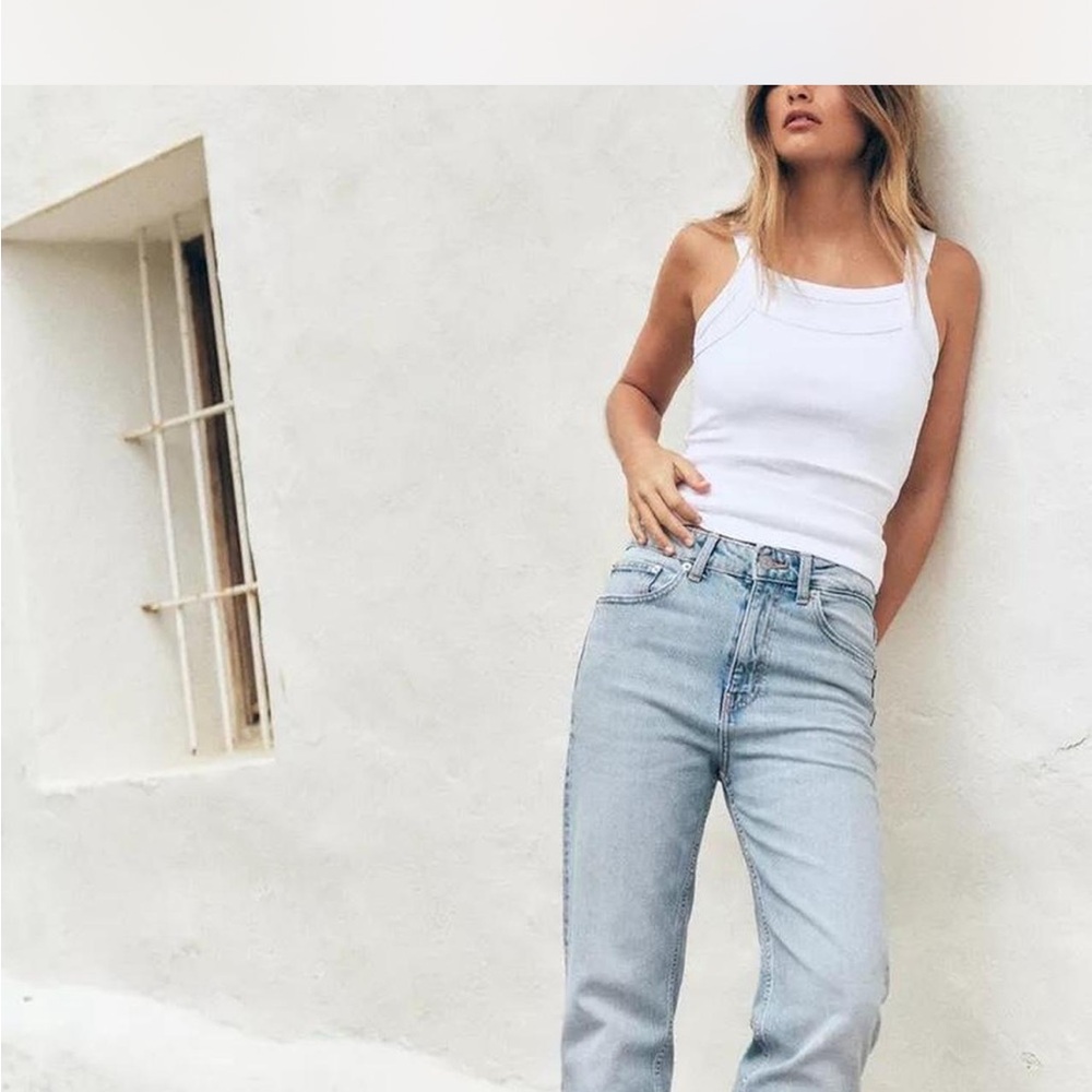 Zara Light Blue Straight Leg Jeans